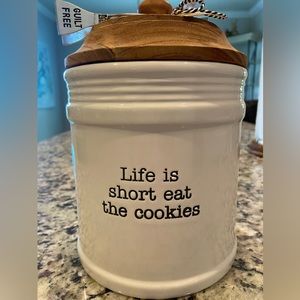 Mud Pie Ceramic Life is Short Eat the Cookies- cookie jar set